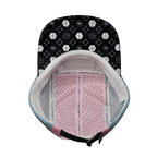 Pickleball Hat - 5 Panel - Black / White / Pink / Light Blue - Laser Mesh