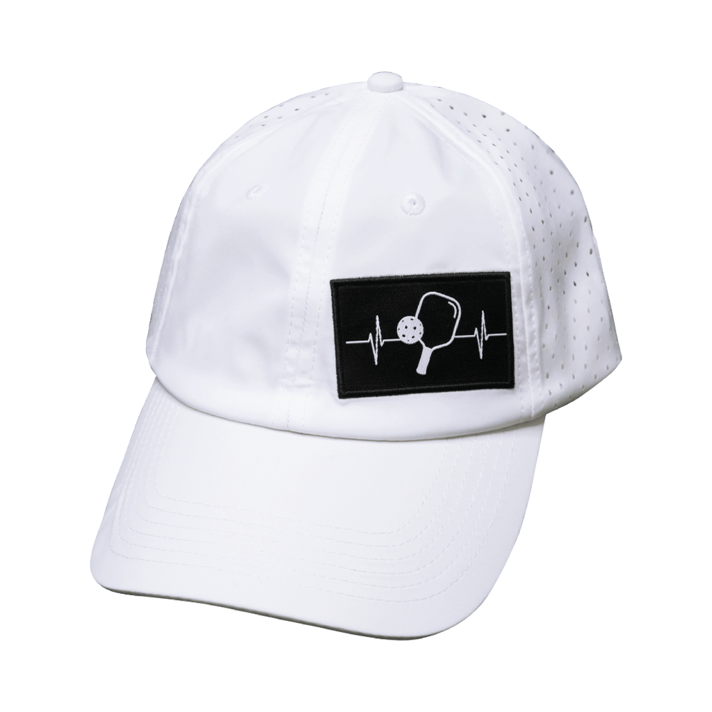 Pickleball Hat - Dad Hat - White - Laser Mesh