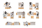Portals Teak and Aluminum Modular Sofa 3pc Set