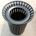 Premium Heavy-Duty Extra Large Outdoor Commercial Metal Slat Garbage Trash Can (SAK48591)