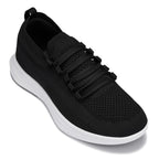CALTO - QA062 - 2.4 Inches Taller (Black/White Sole) - Lightweight Knitted Sneakers