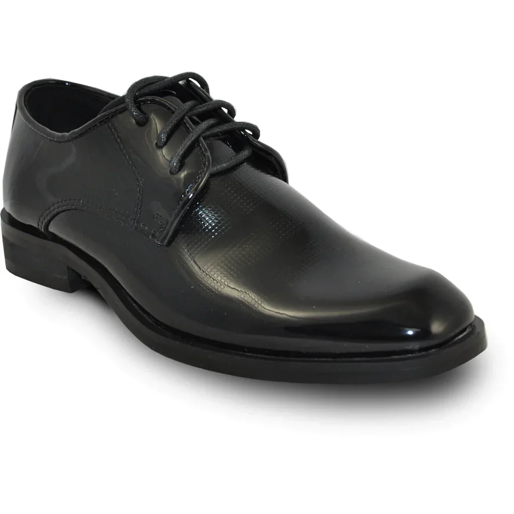 VANGELO Boy ROCKEFELLERKID Dress Shoe Formal Tuxedo for Prom & Wedding Black Patent