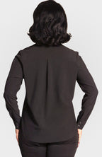Resort Vee Long Sleeve Popover Shirt - Black
