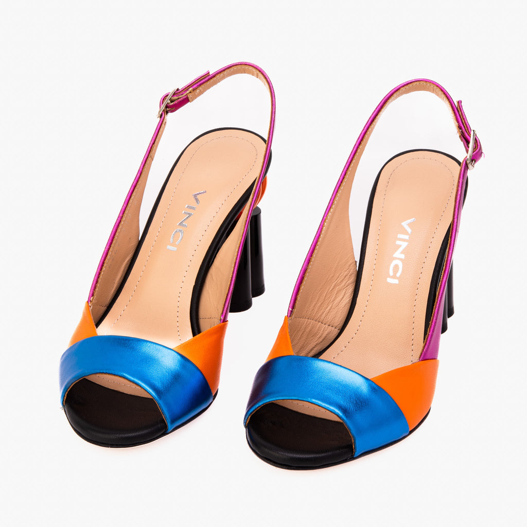 The Rize Multicolor Pumpkin Heel Leather Women Sandal