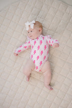 Long Sleeve Rash Guard Swimsuit | Pink Bolts