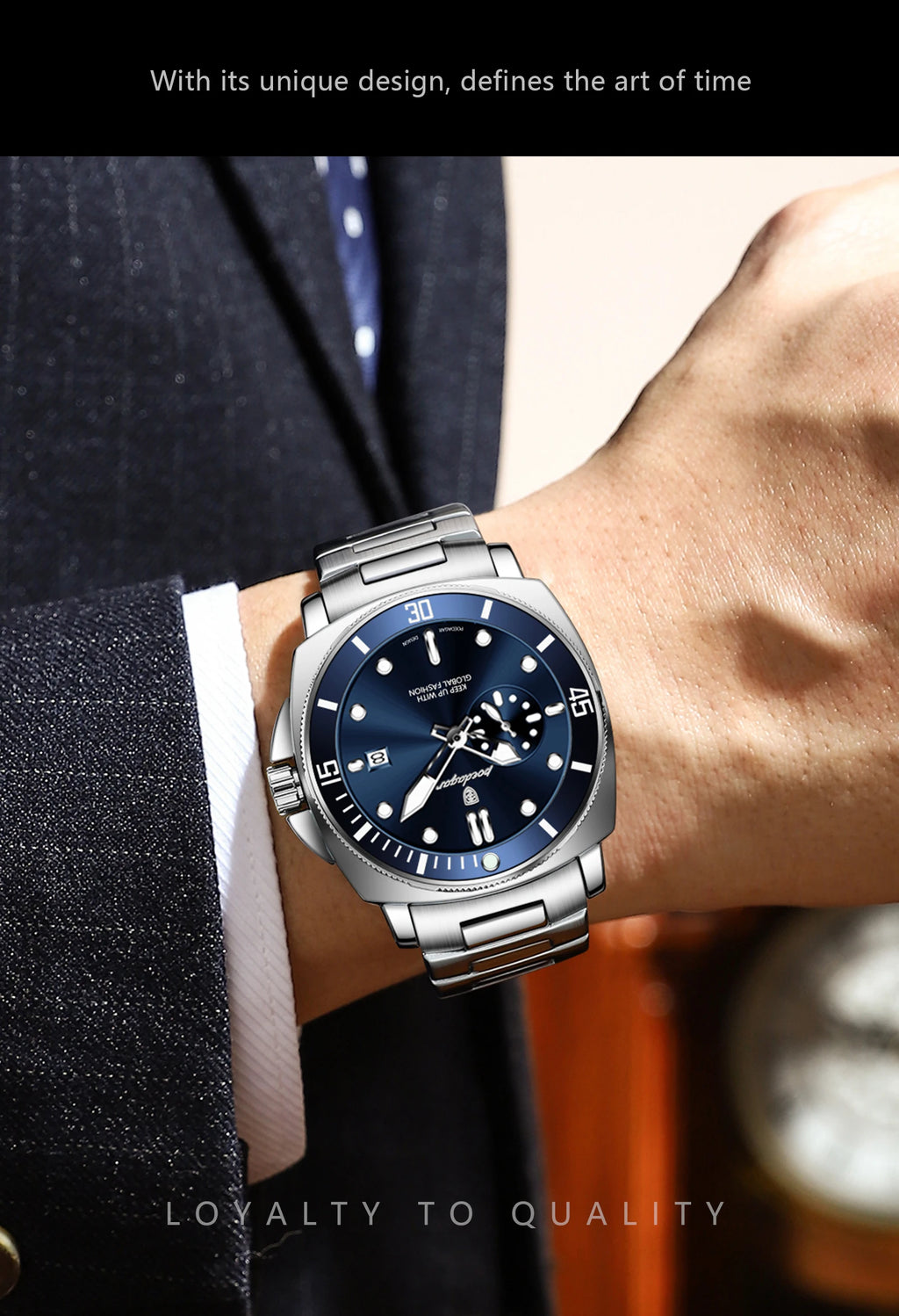 POEDAGAR Top Fashion Luxury Watch For Men Waterproof Luminous Date Men's Watches Stainless Steel Business Quartz Male Wristwatch