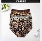 6pcs Women's Seamless Ice Silk Panties Female Mid Waist Plus Size Leopard Print Underwear Girls Fashion Brief Lady Comfort Panty
