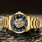LIGE New Men Watch Skeleton Quartz Wristwatch Gold Skeleton Retro Man Watch Top Brand Luxury Clock Mens Watches Reloj Hombre