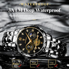 POEDAGAR Top High Quality Man Wristwatch Stainless Steel Chronograph Business Men Watch Waterproof Luminous Quartz Men's Watches
