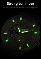 POEDAGAR Luxury Man Watch Stainless Steel Hollow Tourbillon Men Clock Luminous Mechanical Automatic Business Men's Watches Reloj