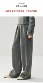 New Women's 100% Cashmere Knitted Thick Pants Autumn Winter Comfortable Skin Friendly Wide-leg Pants Solid Color Casual Clothing