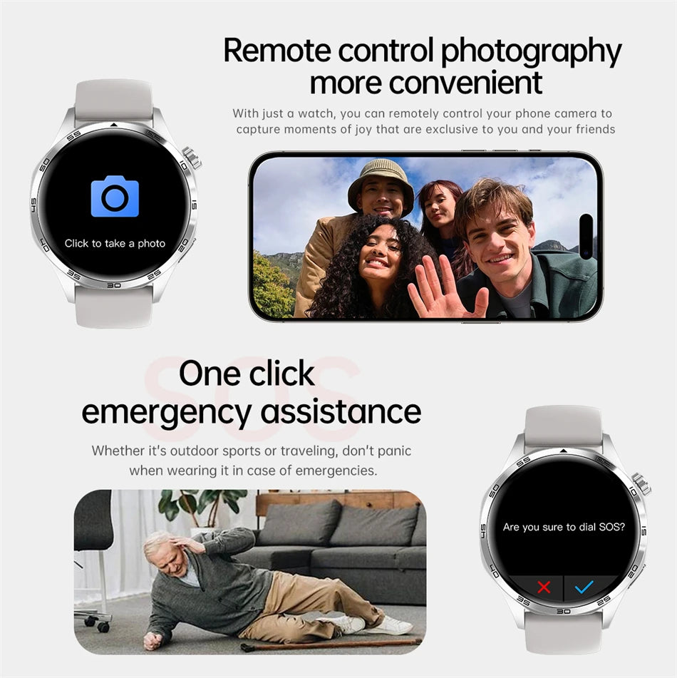 BOXUXING 2026 New Smart Watch Men Watch 5 Pro AMOLED HD Screen Bluetooth Call GPS Trajectory NFC Heart Rate Compass SmartWatches