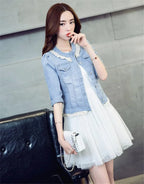 Denim Jacket Women 2023 Half sleeve Jean Jacket Woman Elastic Comfortable Denim Coat Short Denim Jacket Female