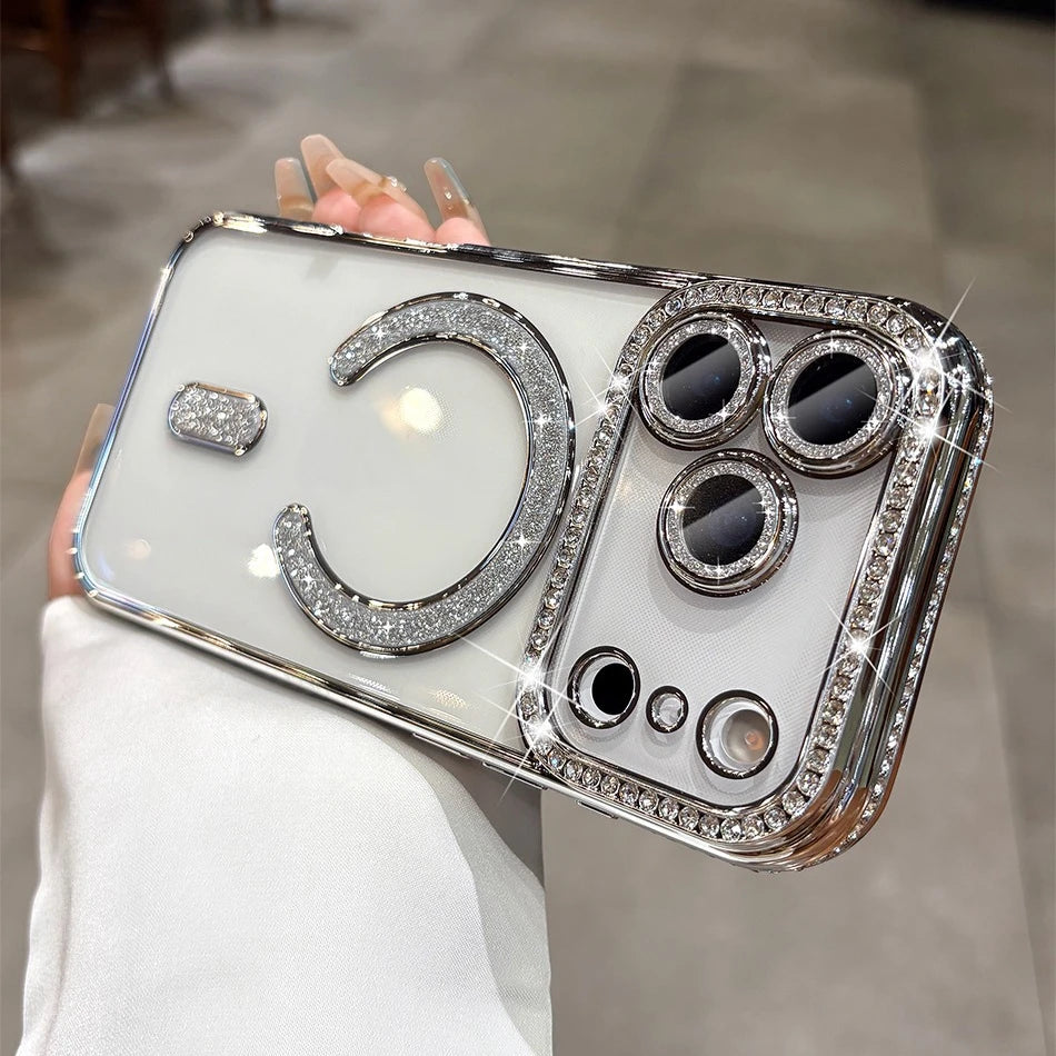 Phone Case Luxury Plating for Magsafe Case for iPhone 17 Air 16 15 14 Plus 13 12 Pro Max Magnetic Wireless Charging Transparent Soft Cover