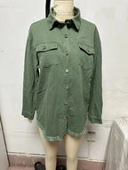 Women Denim Coat Shirt Coats Turn Down Collar Y2k Streetwear Open Stitch Jacket Single Breasted Casual Loose Jackets 2025