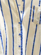 2025 Early Autumn New Arrival Women's Oversized Youthful Design Patchwork Blue Striped Shirt Fashion