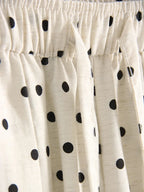 Black Polka Dot Linen Pants Women Wide Leg Summer Trousers Baggy For Ladies White Oversize Cotton Linen Pants Woman Wide