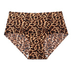 6pcs Women's Seamless Ice Silk Panties Female Mid Waist Plus Size Leopard Print Underwear Girls Fashion Brief Lady Comfort Panty