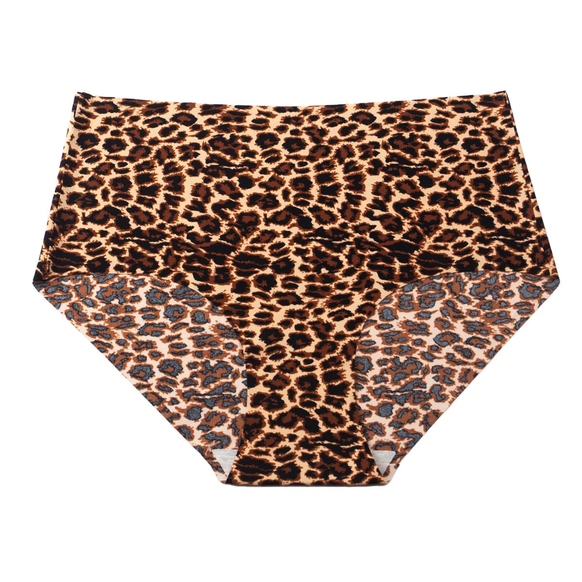 6pcs Women's Seamless Ice Silk Panties Female Mid Waist Plus Size Leopard Print Underwear Girls Fashion Brief Lady Comfort Panty