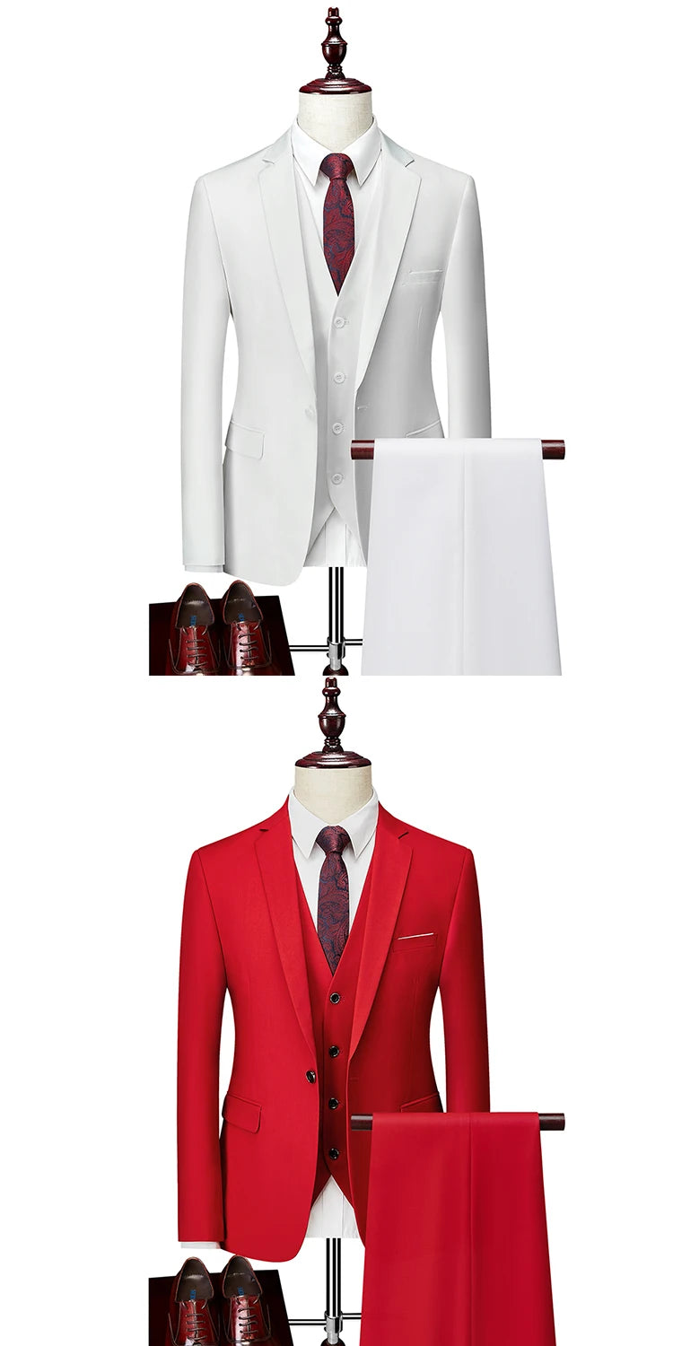 Men's Formal Slim Fit Suit Set, 2- or 3-Piece, M-6XL
