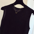zjais Summer Spring Tanks Top Women Sleeveless Knitted T-Shirts Female Elastic Slim Casual Vests Crop Tops Camis Pullover Shirts