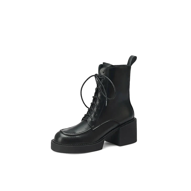 Women's Genuine Leather Platform High Heel Boots