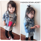 Girls' Denim Jacket with Embroidered,Flowers Fashion Kids Denim Jacket,Toddlers Transition Coat,Casual Children's Cowboy Outwear