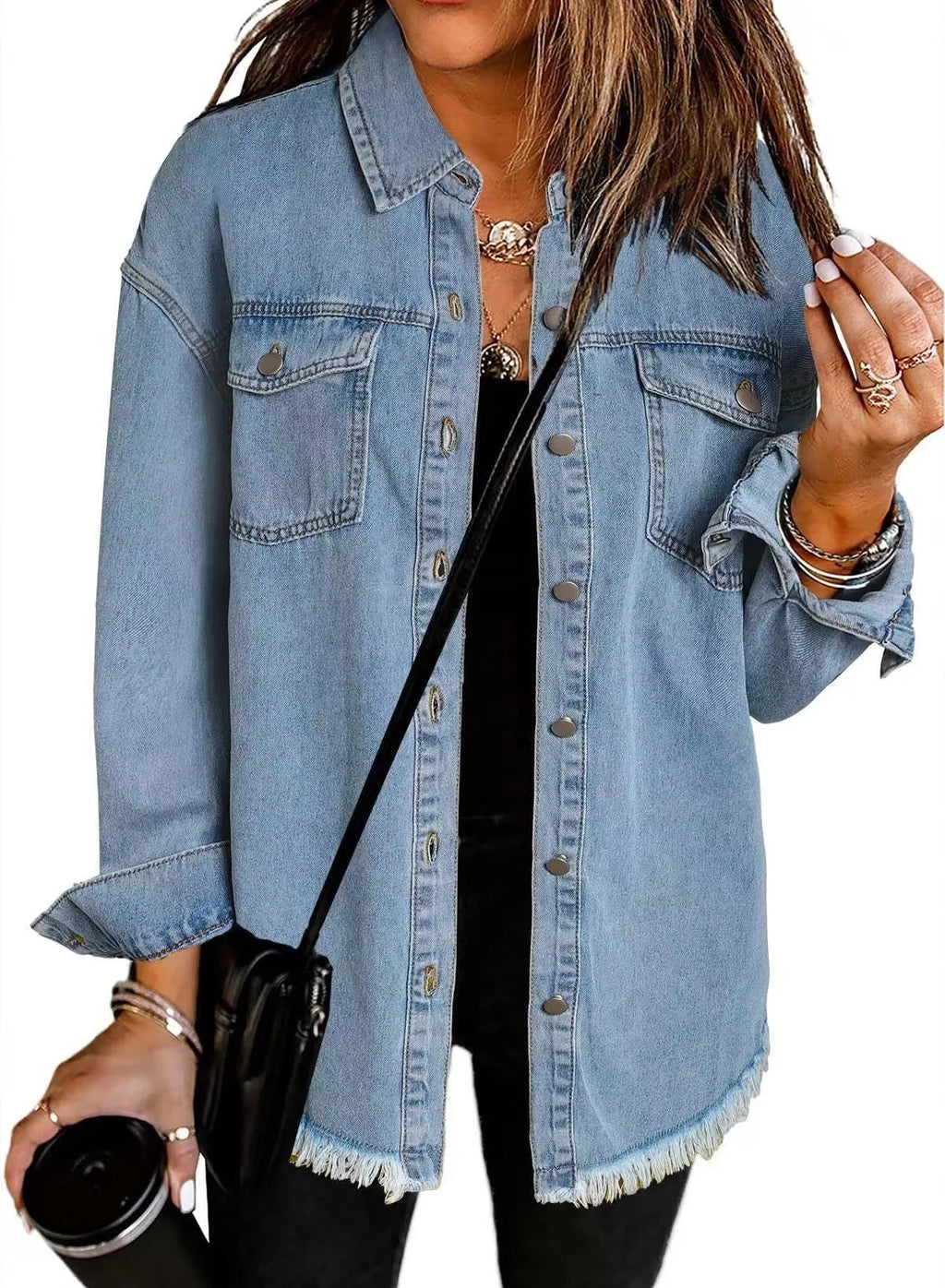Women Denim Coat Shirt Coats Turn Down Collar Y2k Streetwear Open Stitch Jacket Single Breasted Casual Loose Jackets 2025