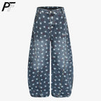 Y2K Vintage Star Print Baggy Jeans Harajuku Unisex Baggy Wide Leg Hip Hop Denim Pants Loose Trendy Casual Trousers 2026 New