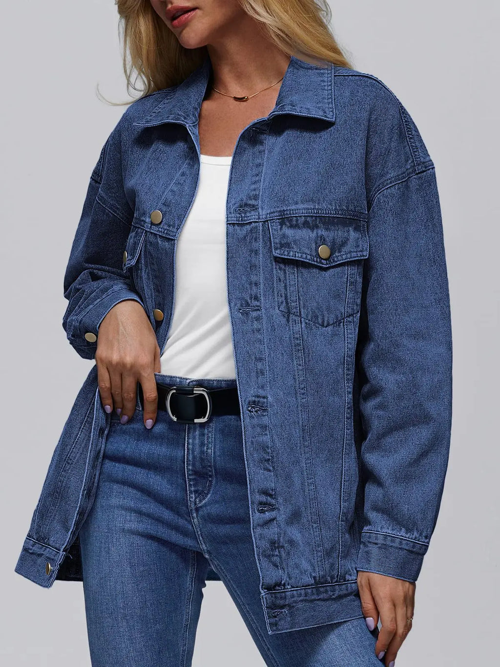 Women's Denim Jacket Denim Long Sleeve Oversized Button Jacket Fashion Jacket Autumn