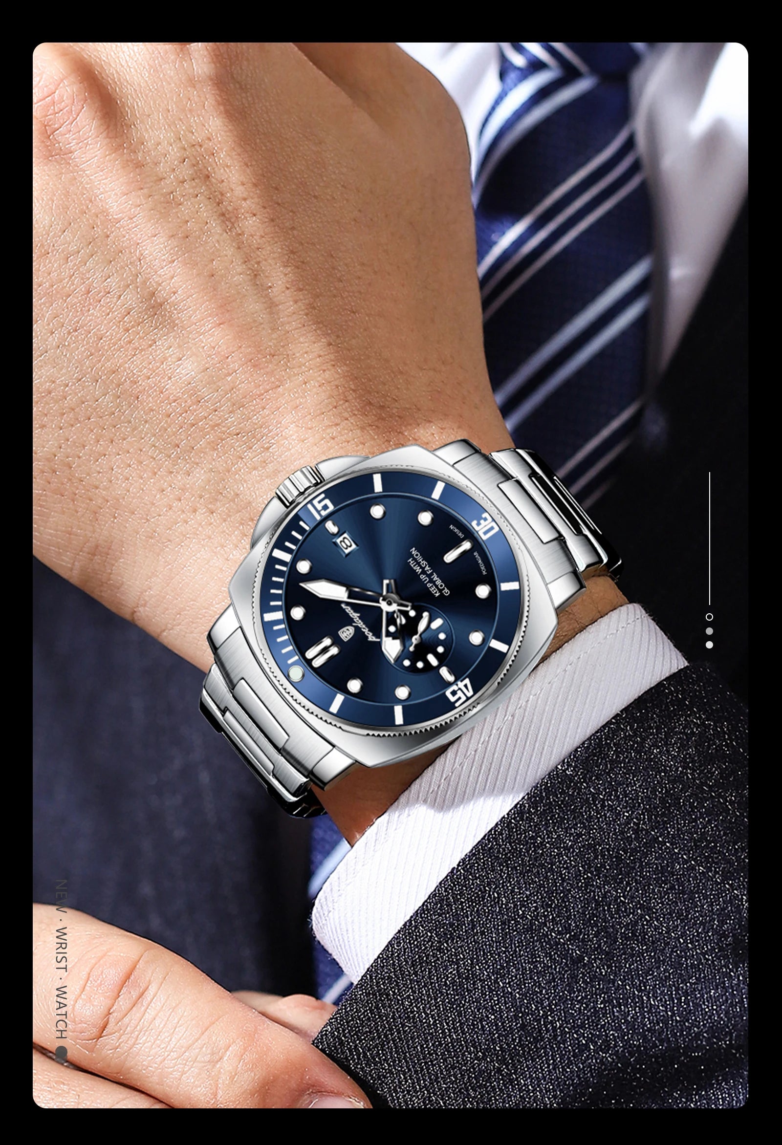 POEDAGAR Top Fashion Luxury Watch For Men Waterproof Luminous Date Men's Watches Stainless Steel Business Quartz Male Wristwatch