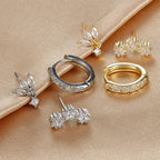 3PCS Star Zircon Hoop Huggie Earrings