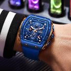 LIGE Waterproof Watches For Men Original Brand Luxury Silicone Square Men's Quartz Wristwatch Fashion Military Chronograph Male