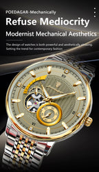 POEDAGAR Luxury Man Watch Stainless Steel Hollow Tourbillon Men Clock Luminous Mechanical Automatic Business Men's Watches Reloj
