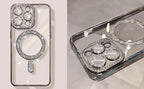 High-grade Glitter Rhinestones Phone Case For iPhone 16 15 11 12 13 14 Pro Max 16 Plus Magsafe Magnetic Clear Lens Protect Cover