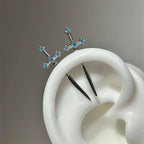 New Fashion Love Wings Cross Stainless Steel Ear Bone Nail Shiny Zircon Trendy Thread Earring for Women Body Piercing Accessorie