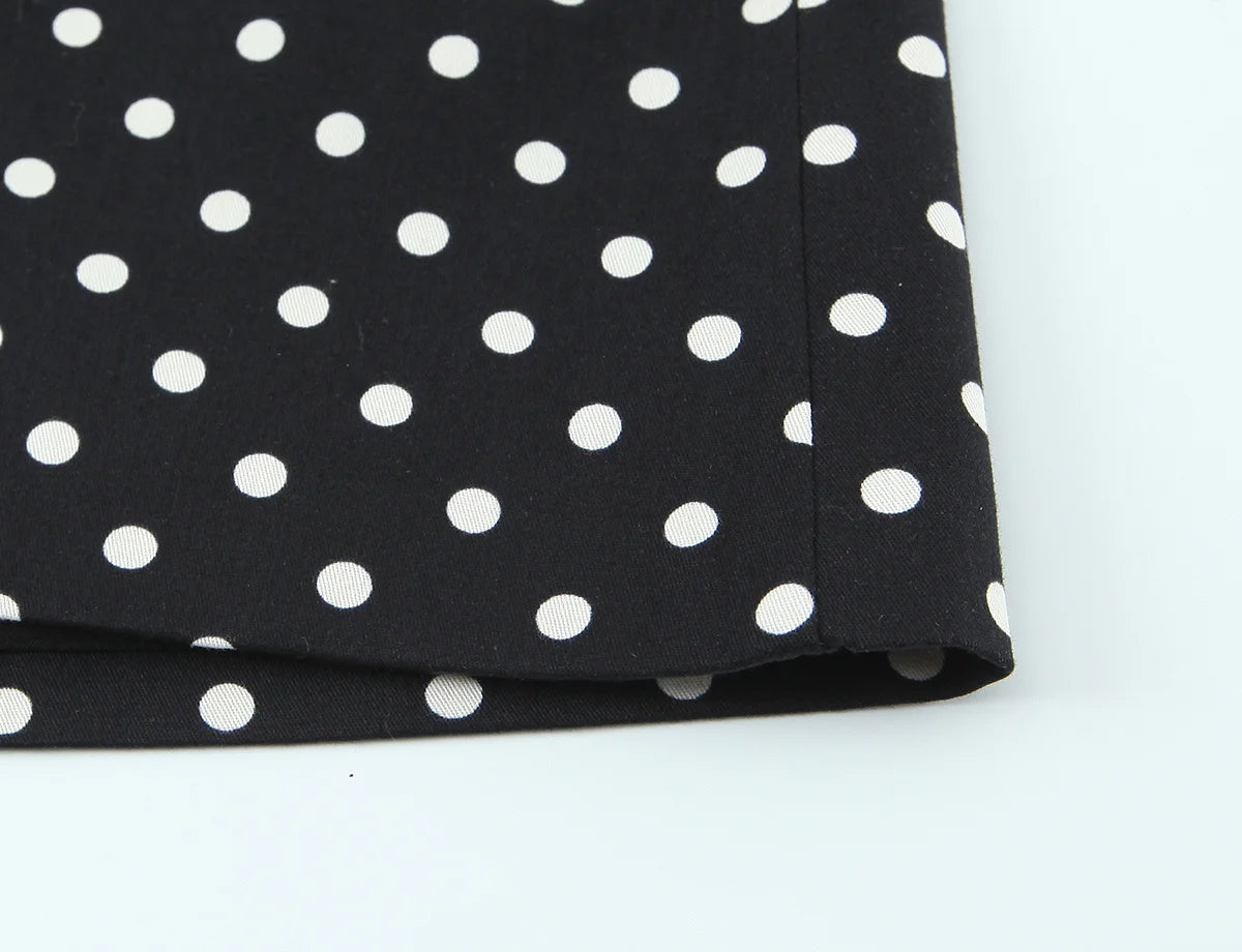 2026 Women New Fashion Suit Sexy Sleeveless Backless Polka Dot Halter Slim Short Top+Side Zipper Casual Short Skirts