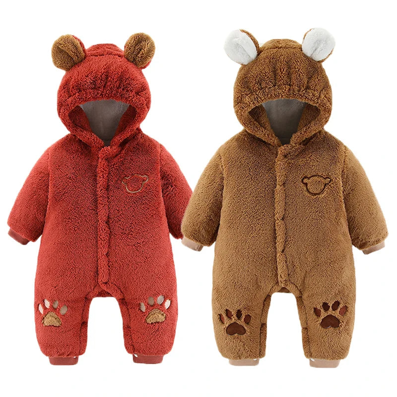 Winter Hooded Baby Romper with Cute Ears