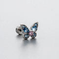 1PCS Delicate Blue Pink Zircon Butterfly 316L Stainless Steel Ear bone nail Y2K Hottie Cute Earring for Women Cochlea Accessorie