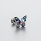 1PCS Delicate Blue Pink Zircon Butterfly 316L Stainless Steel Ear bone nail Y2K Hottie Cute Earring for Women Cochlea Accessorie