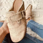Women's Vintage Canvas Loafers - Flat Heel Round Toe Clogs