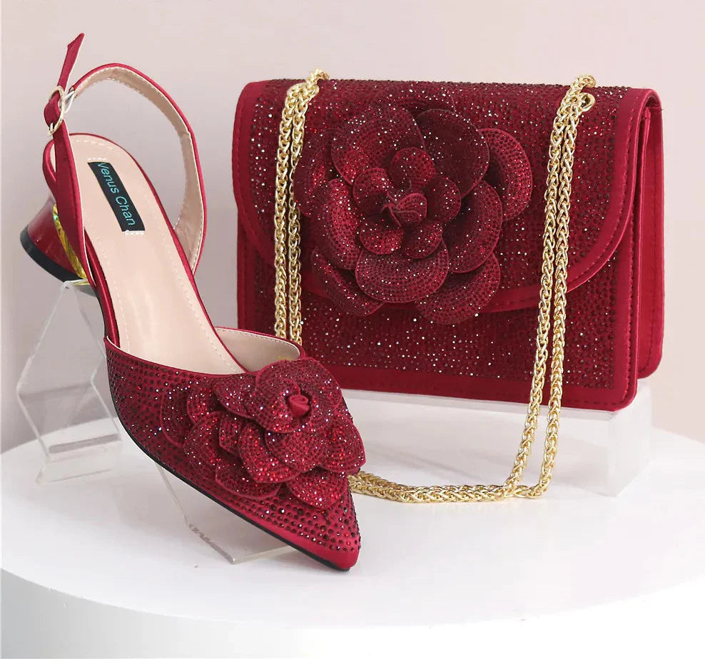 Latest Design Women's Shoes and Bags Set BRE43