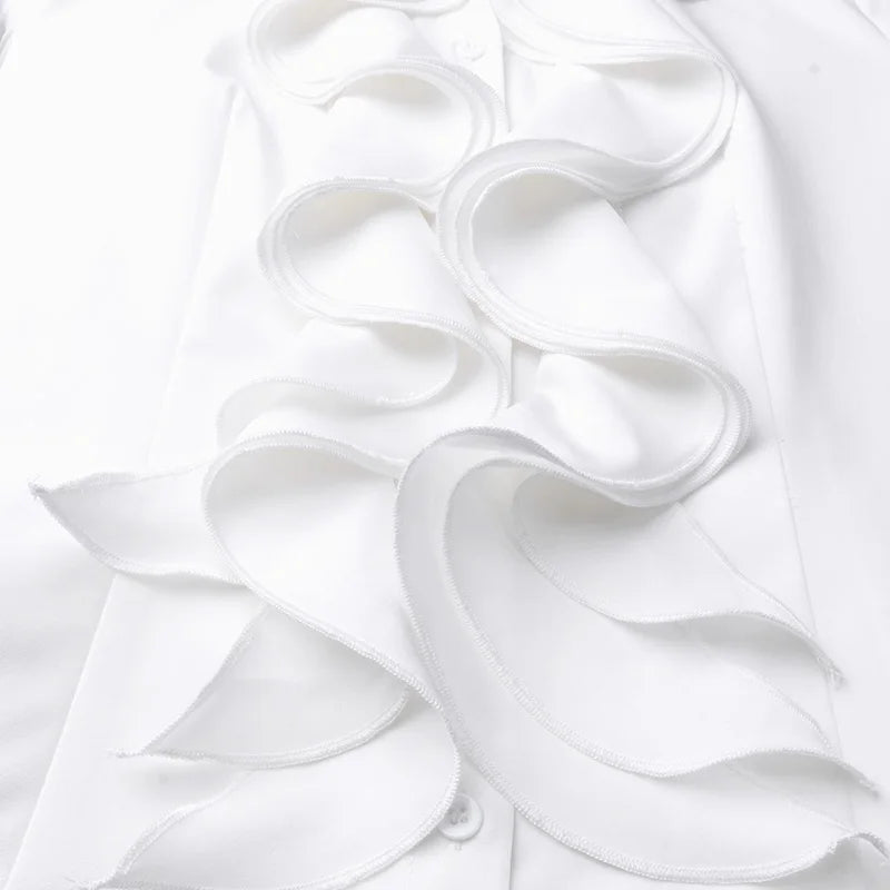 ZANZEA Elegant Women Blouse Ruffles Tops Fashion Long Sleeve Shirts Flounce Blusas Stylish OL Work Shirt Female White Blouses
