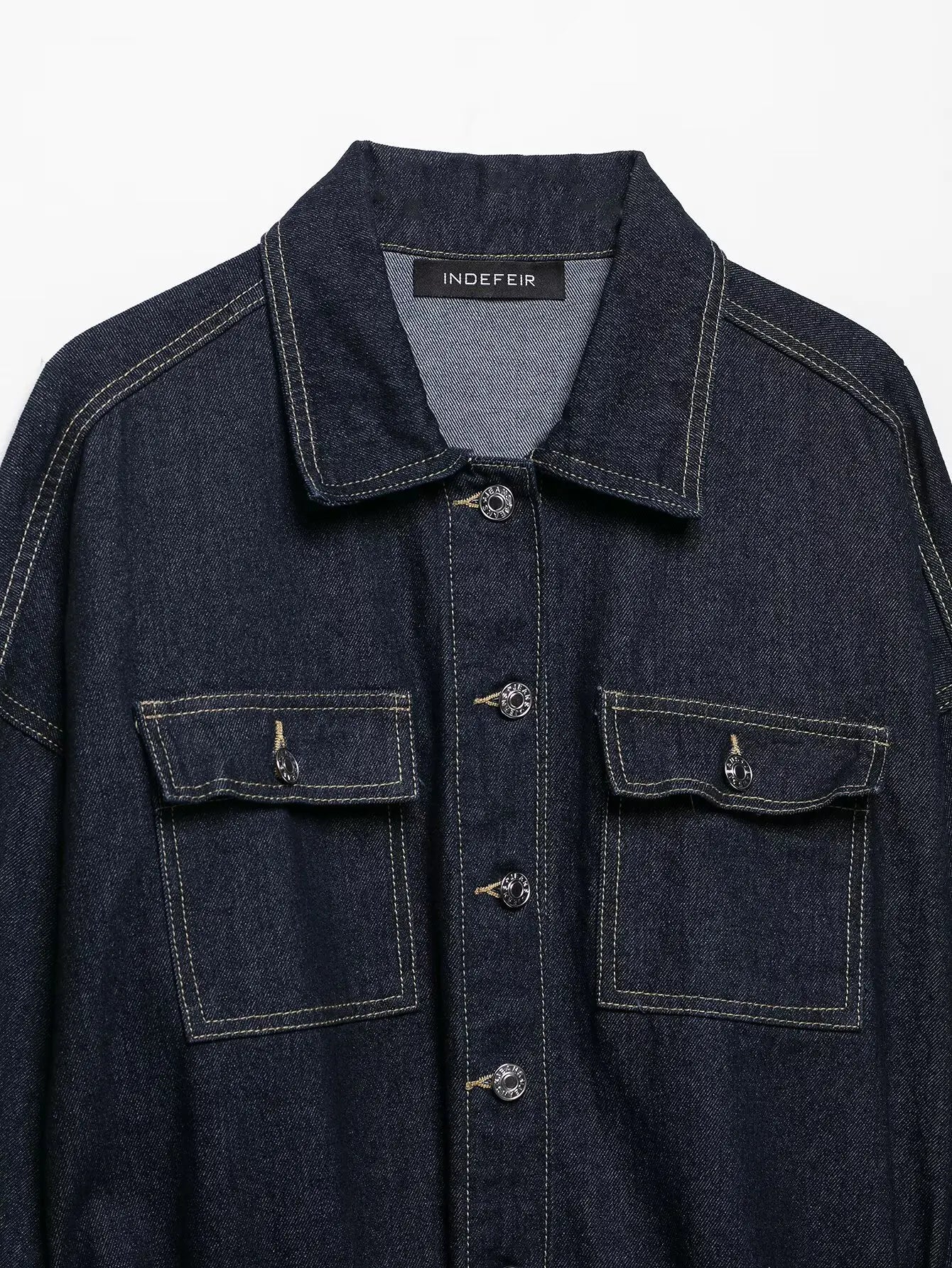 Women's Denim Jacket Solid Color Straps Waist Cinched Turndown Collar Fashionable Versatile Casual Spring Autumn Jacket 2025 New