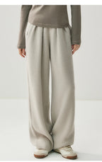 New Women's 100% Cashmere Knitted Thick Pants Autumn Winter Comfortable Skin Friendly Wide-leg Pants Solid Color Casual Clothing