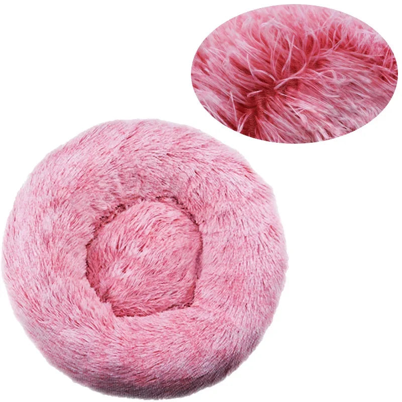 Round Pet Bed for Large Dog Bed Super Soft Cat Bed Plush Dog House for Medium Dog House Winter Warm Sleeping 40-90cm 6 Sizes