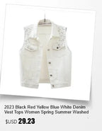 New Denim Vest Women's Spring Autumn Clothes Sleeveless Wild Tops Short Hooded Jacket Women Denim Jeans Vest Jacket Female