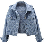 2026 Women's Denim Jacket New Embroidery Jacquard Ladies Outerwear Leisure Loose Korean Version Fashion Female Cowboy Coat
