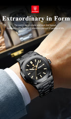 POEDAGAR Top Trendy Men's Watches Waterproof Luminous Date Week Luxury Men Watch Stainless Steel Quartz Business Man Clock Reloj