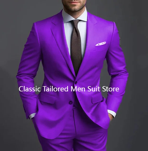 Grey Men Suits Formal Business Notched Lapel Groom Wedding Suits For Men 2 Pieces Slim Fit Tuxedos Blazer Pants Trajes De Hombre